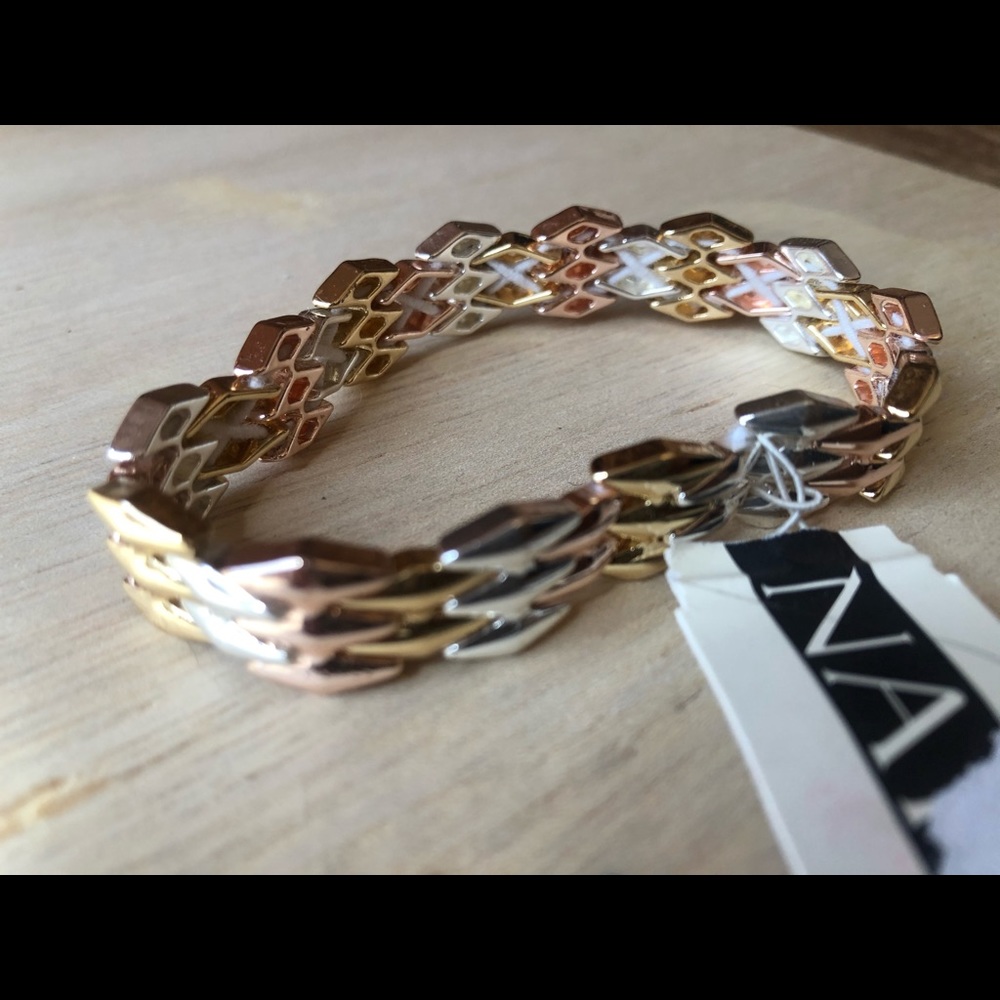 Napier Gold and Silver Tone Elastic Bracelet
